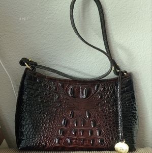 Brahmin Dark Brown Croc Embossed Leather Bag